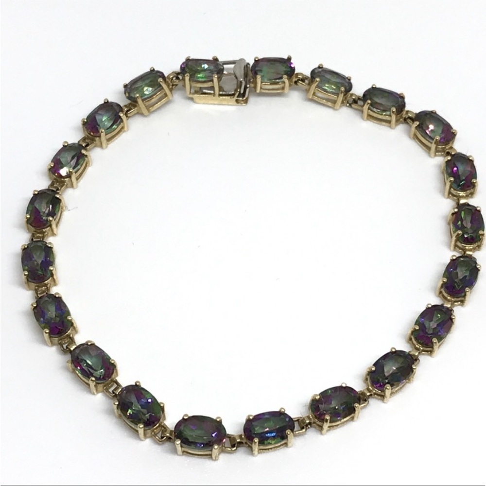Mystic Topaz 10k Yellow Gold Tennis Bracelet